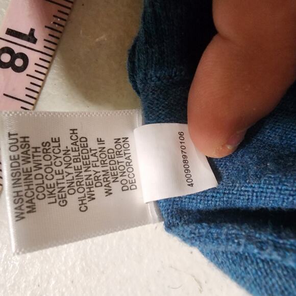 Croft & Barrow Artsy Pima Cotton Cardigan Sz Medium Embroidered Beaded Teal Blue - Picture 6 of 8